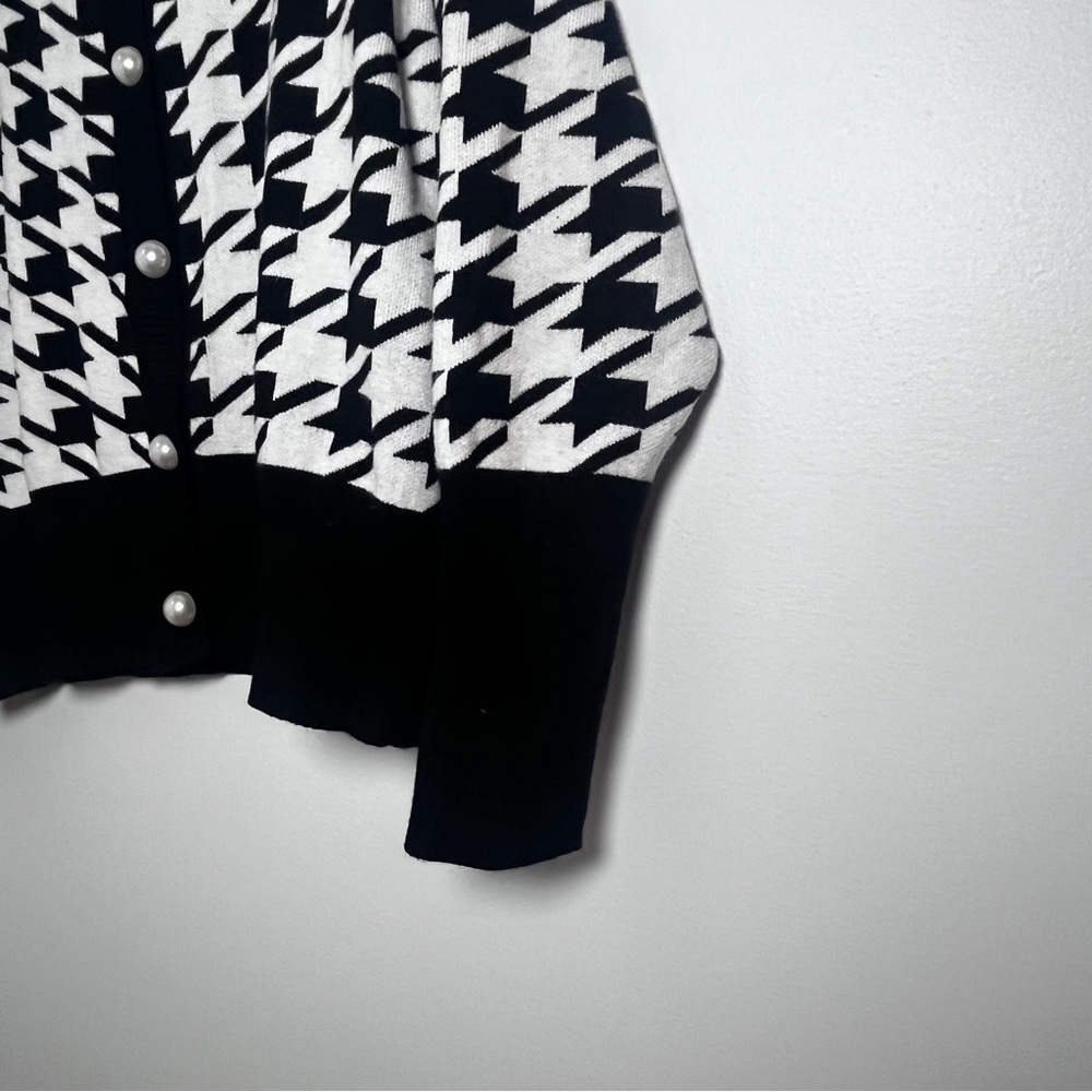 Lascana Sweater Cardigan Black White Houndstooth Womens Small 4/6 - Picture 4 of 10